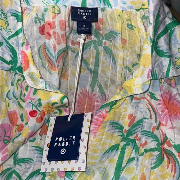 New Roller Rabbit Vacation Short Sleeve Maxi Dress Yellow/Green Size M - Picture 8 of 10